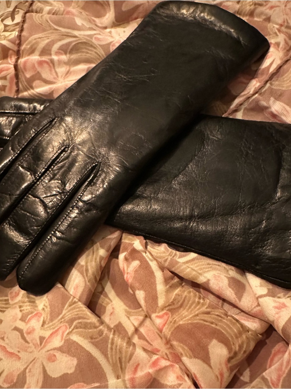 Vintage Italian Lambskin Leather Dress Gloves with Natural Rabbit Fur Women’s 8